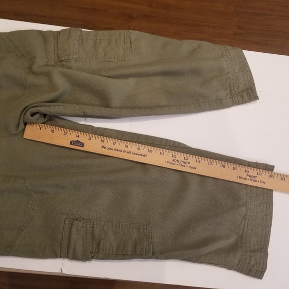 Larry Levine Pants Women's 12 Crop Capri Olive Green Linen Rayon Cargo Pocket - Picture 4 of 7
